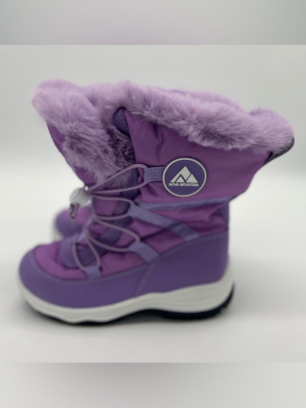 Nova Mountain Toddler Girl Waterproof Snow Winter Boots Purple Fur Size 13